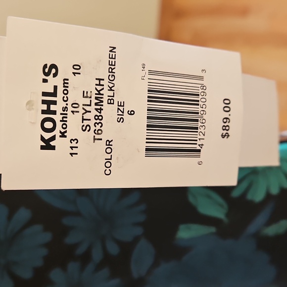 NWT London Times, Black/Teal/Green Floral Midi Dress, Size 6 - Picture 5 of 7